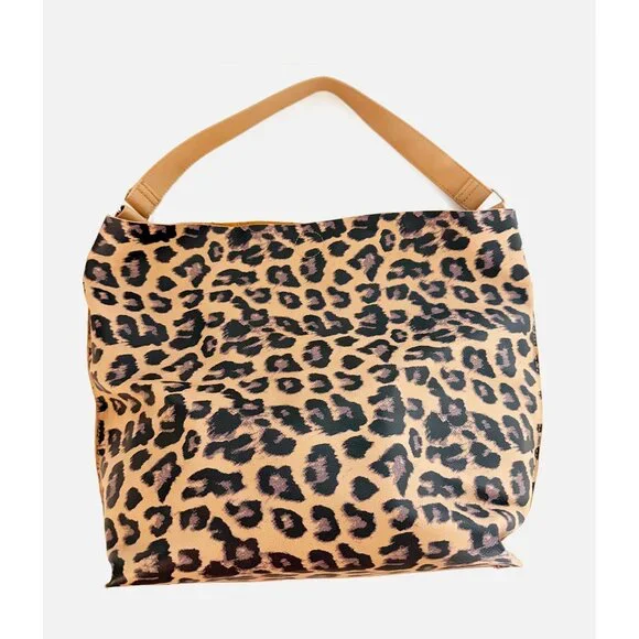 Barneys New York Animal Print Leather Brown Tote Bag w/ Pouch NEW - Picture 1 of 13